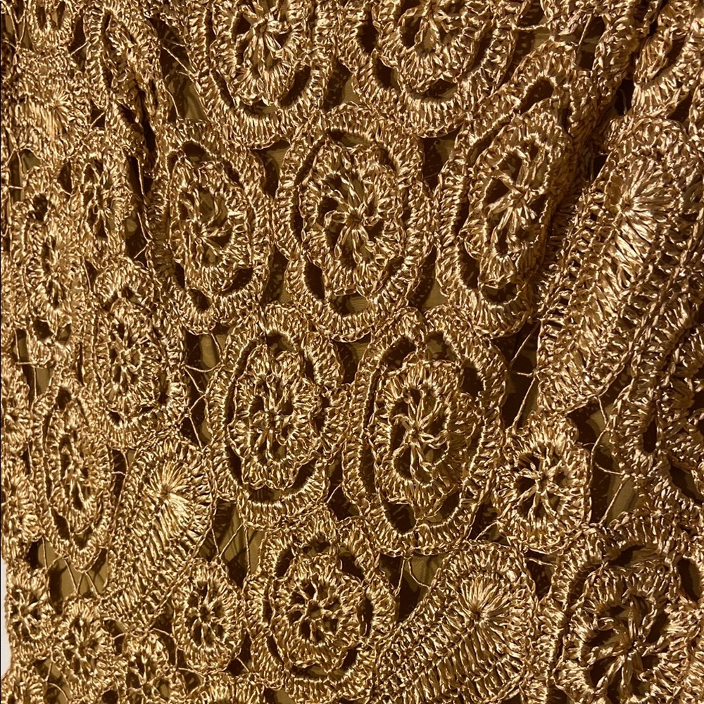 Calling Jackie O’s! Showstopper Vintage Gold Crochet Dress & Jacket Set